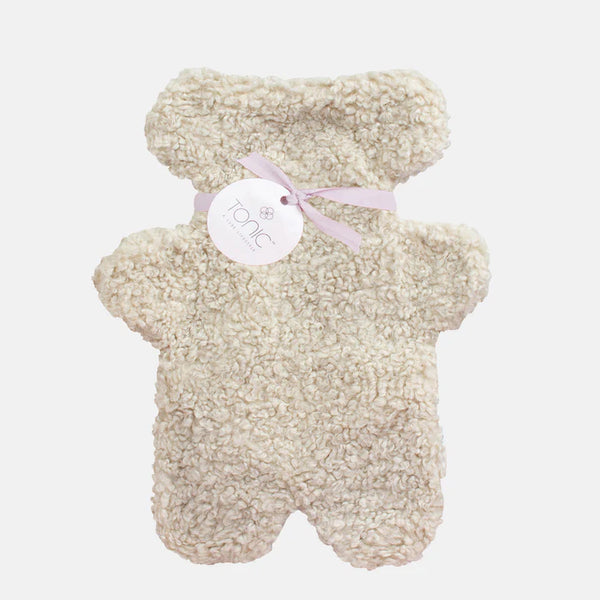 Boucle Bear Hot Water Bottle 1L Pebble