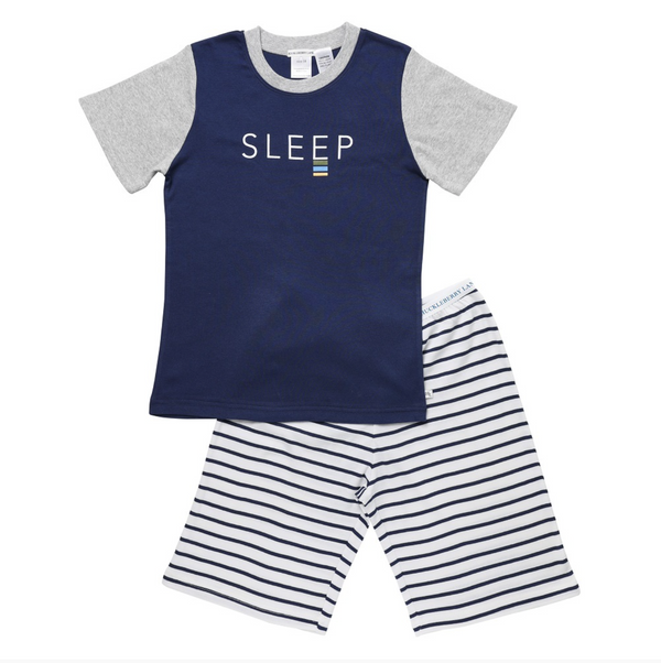 BOYS SIZES 10-16 BLUE SLEEP PRINT COTTON SHORT SLEEVE PJS PYJAMAS HL