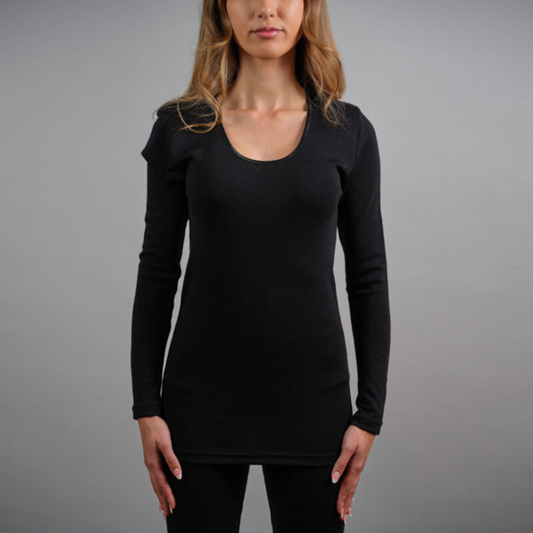 Ladies Long Sleeve – Scoop Neck Black