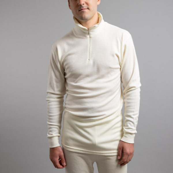 Unisex Long Sleeve Half Zip Front – White